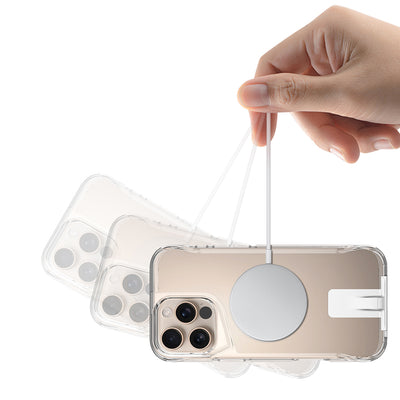 Apple iPhone 16 Pro Kılıf M-safe Şarj Özellikli Zore T-Max Standlı Kapak Şeffaf