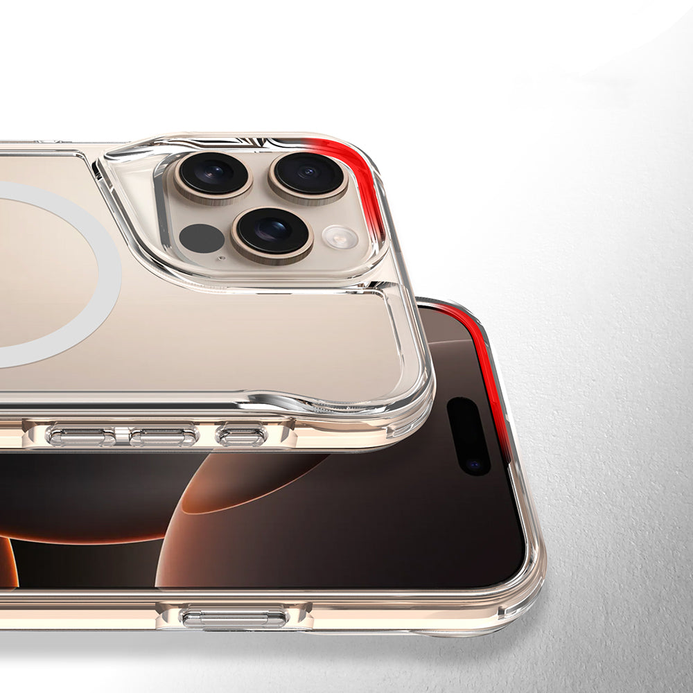 Apple iPhone 16 Pro Kılıf Magsafe Şarj Özellikli Zore T-Max Standlı Kapak Şeffaf