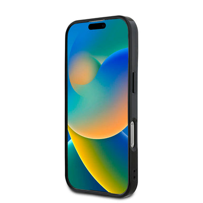 Apple iPhone 16 Pro Kılıf Mercedes Benz Orjinal Lisanslı Magsafe Şarj Özellikli Çift Katmanlı Paralel Çizgi Desenli Kapak Siyah