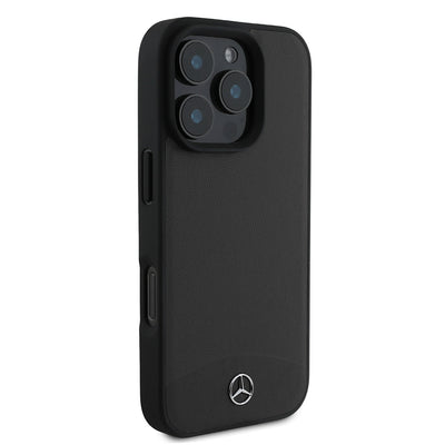 Apple iPhone 16 Pro Kılıf Mercedes Benz Orjinal Lisanslı Magsafe Şarj Özellikli Dokulu ve Düz Deri Kapak Bej