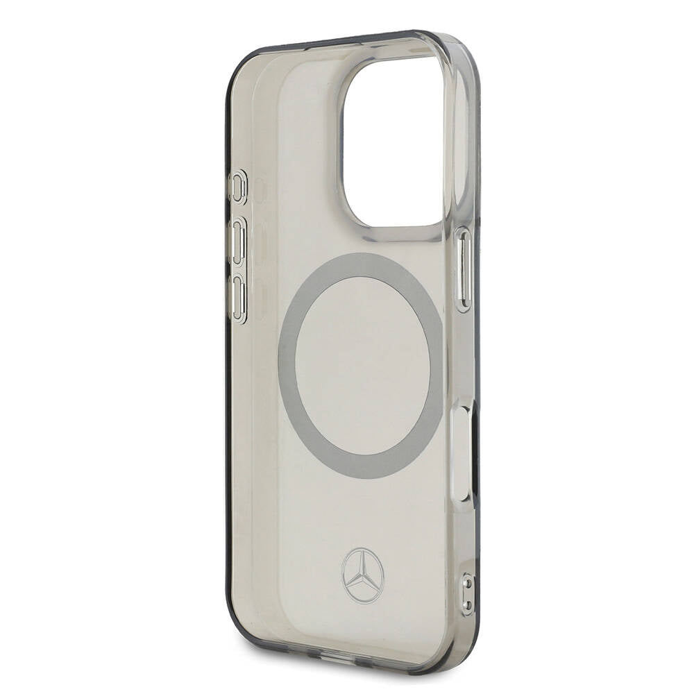 Apple iPhone 16 Pro Kılıf Mercedes Benz Orjinal Lisanslı Magsafe Şarj Özellikli Saydam Yüzey Silver Ring Kapak Siyah