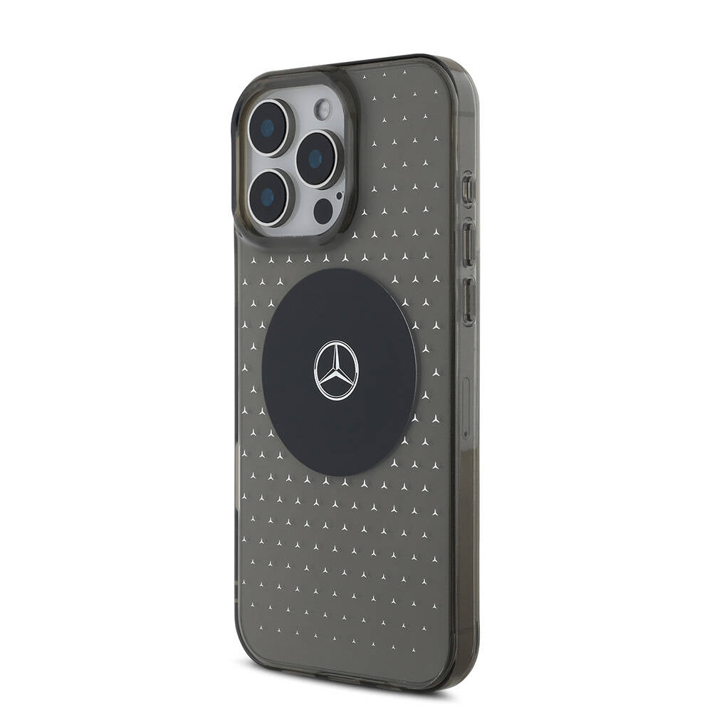 Apple iPhone 16 Pro Kılıf Mercedes Benz Orjinal Lisanslı Magsafe Şarj Özellikli Yıldız Desenli Transparan Kapak Siyah