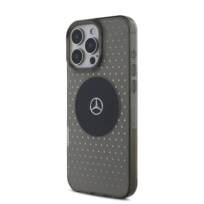 Apple iPhone 16 Pro Kılıf Mercedes Benz Orjinal Lisanslı Magsafe Şarj Özellikli Yıldız Desenli Transparan Kapak Siyah
