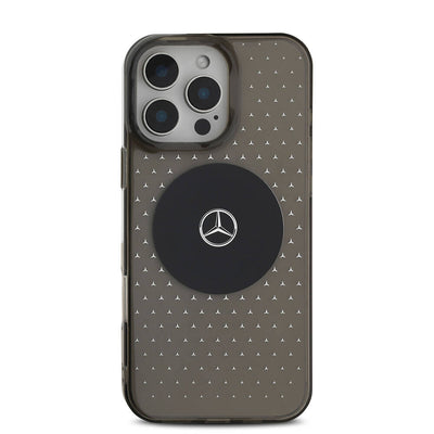 Apple iPhone 16 Pro Kılıf Mercedes Benz Orjinal Lisanslı Magsafe Şarj Özellikli Yıldız Desenli Transparan Kapak Siyah