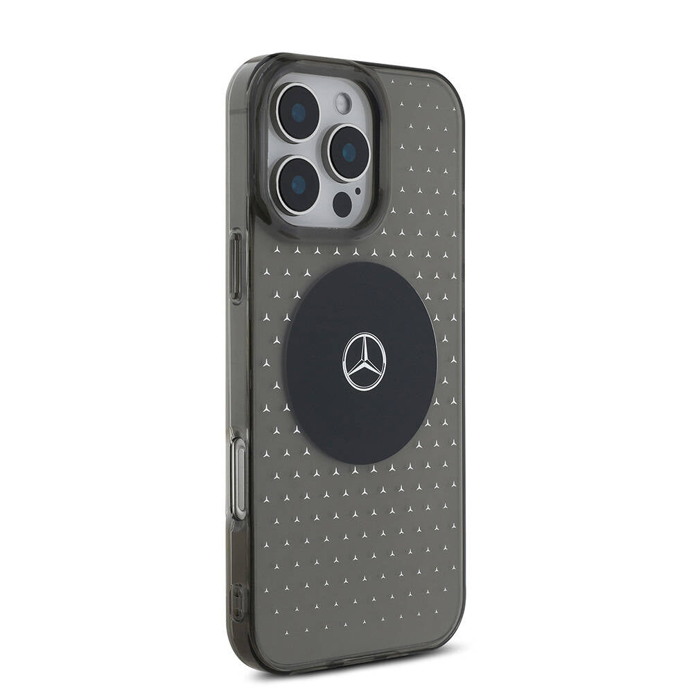 Apple iPhone 16 Pro Kılıf Mercedes Benz Orjinal Lisanslı Magsafe Şarj Özellikli Yıldız Desenli Transparan Kapak Siyah