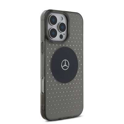 Apple iPhone 16 Pro Kılıf Mercedes Benz Orjinal Lisanslı Magsafe Şarj Özellikli Yıldız Desenli Transparan Kapak Siyah