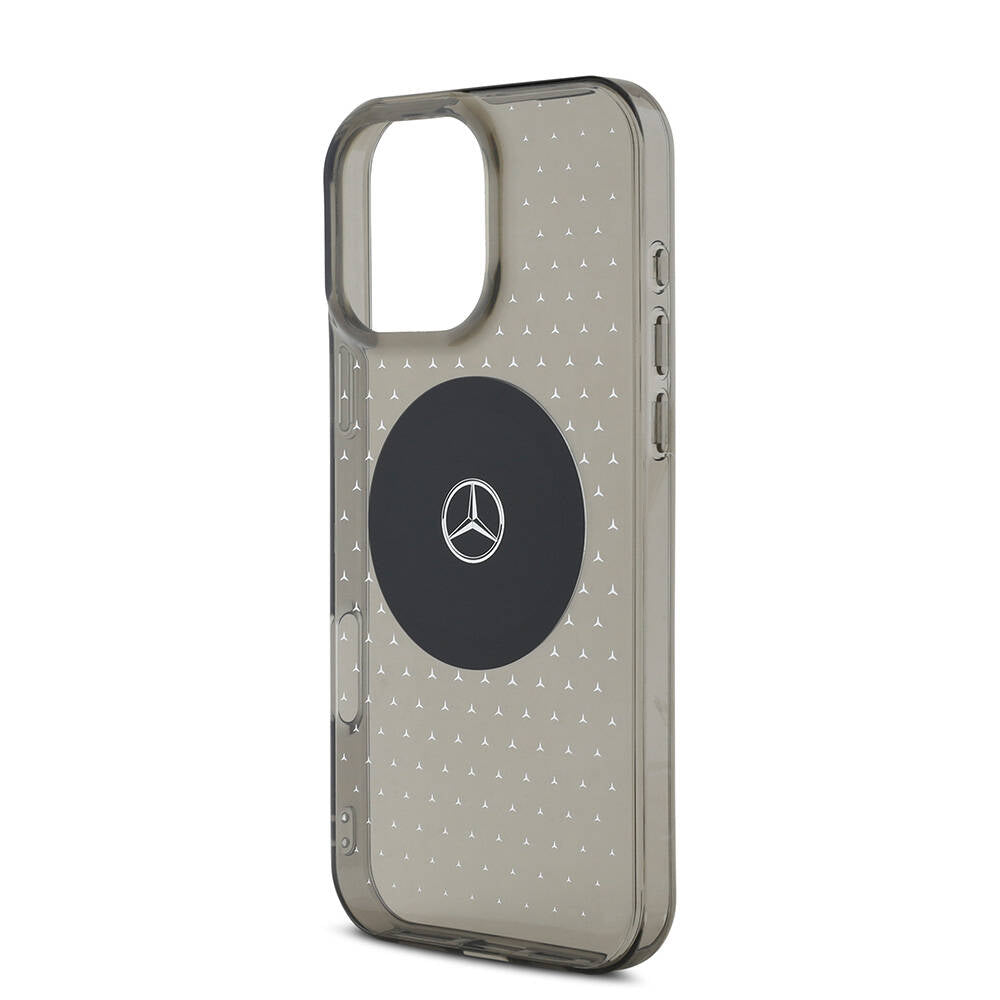 Apple iPhone 16 Pro Kılıf Mercedes Benz Orjinal Lisanslı Magsafe Şarj Özellikli Yıldız Desenli Transparan Kapak Siyah