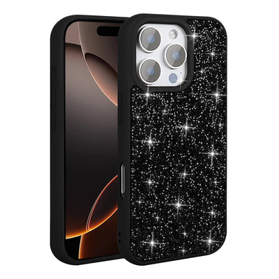 Apple iPhone 16 Pro Kılıf Parlak Taşlı Tasarım Zore Pırlanta Kapak Siyah