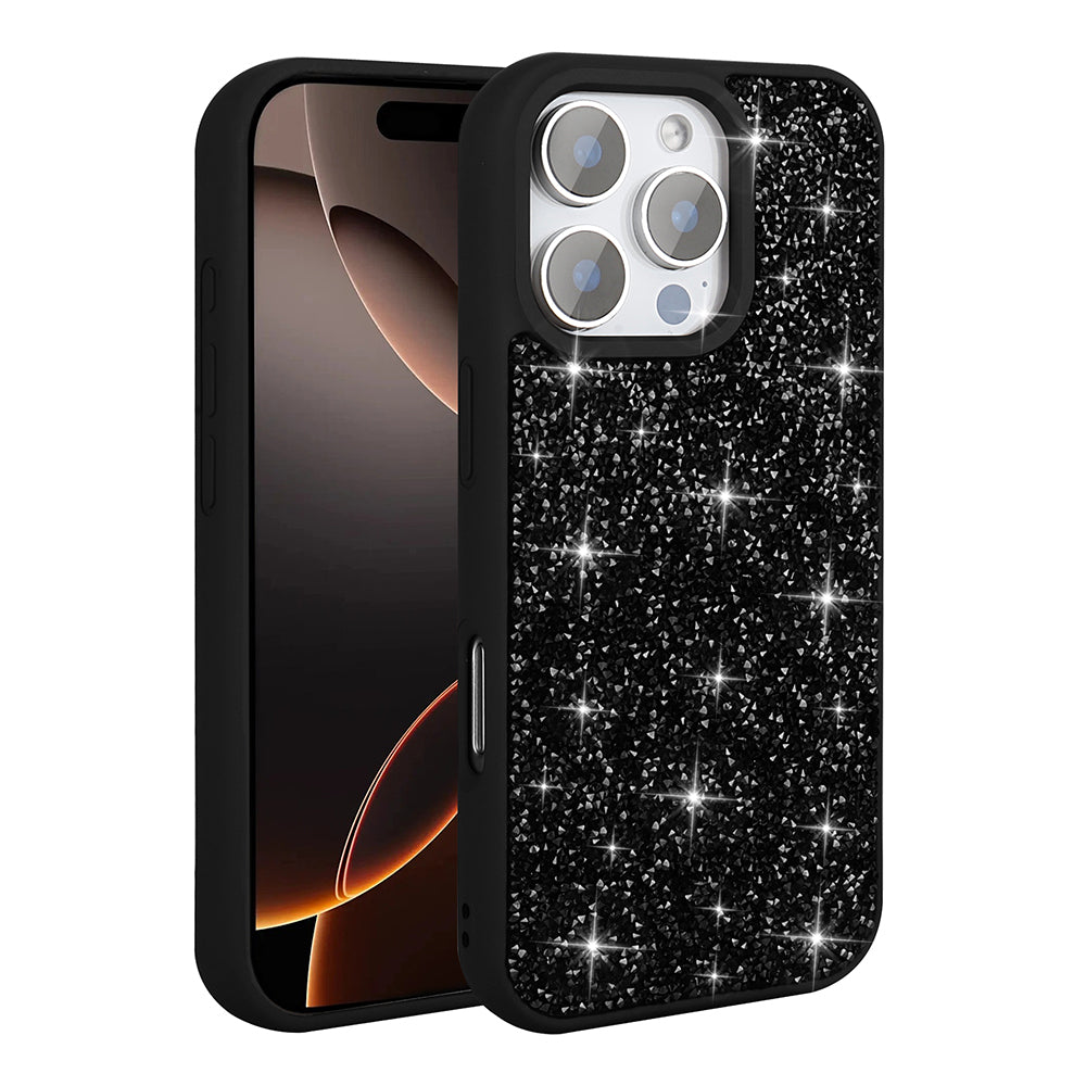 Apple iPhone 16 Pro Kılıf Parlak Taşlı Tasarım Zore Pırlanta Kapak Gri