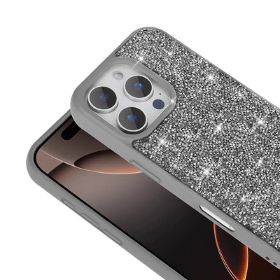 Apple iPhone 16 Pro Kılıf Parlak Taşlı Tasarım Zore Pırlanta Kapak Lila