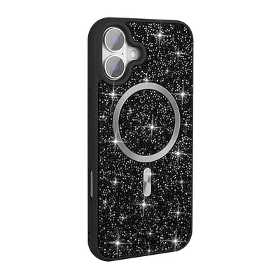 Apple iPhone 16 Pro Kılıf Pırlanta Tasarımlı M-safe Şarj Özellikli Zore Mozaik Silikon Kapak Titanyum-Gri