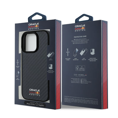 Apple iPhone 16 Pro Kılıf Redbull Orjinal Lisanslı M-safe Şarj Özellikli Karbon Fiber Tasarımlı Parlayan Logolu Kapak Siyah