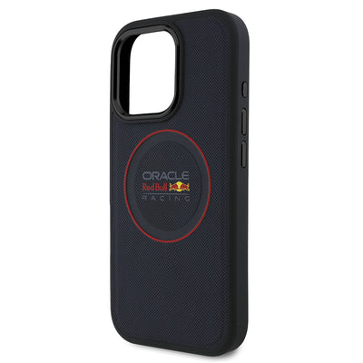 Apple iPhone 16 Pro Kılıf Redbull Orjinal Lisanslı M-safe Şarj Özellikli Kırmızı Halka ve Logo Kabartmalı PU Deri Kapak Lacivert