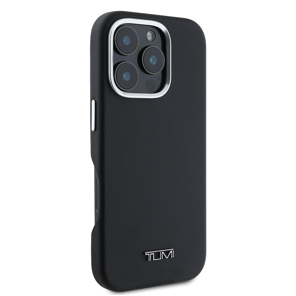 iPhone 16 Pro Kılıf TUMI Orjinal Lisanslı M-safe Şarj Özellikli Metal Yazı Logolu PU Deri Kılıf