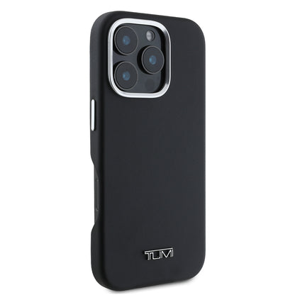 iPhone 16 Pro Kılıf TUMI Orjinal Lisanslı M-safe Şarj Özellikli Metal Yazı Logolu PU Deri Kılıf