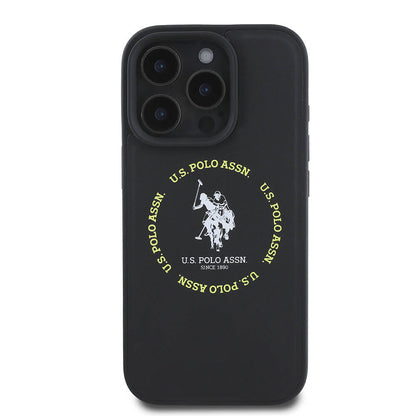 iPhone 16 Pro Kılıf U.S. Polo Assn. Orjinal Lisanslı M-safe Şarj Özellikli Circle ve Double Horse Logolu Deri Kılıf
