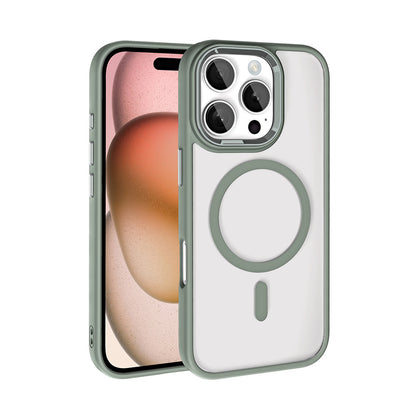 iPhone 16 Pro Kılıf Wireless Şarj Özellikli Zore Krom M-safe Silikon Kılıf