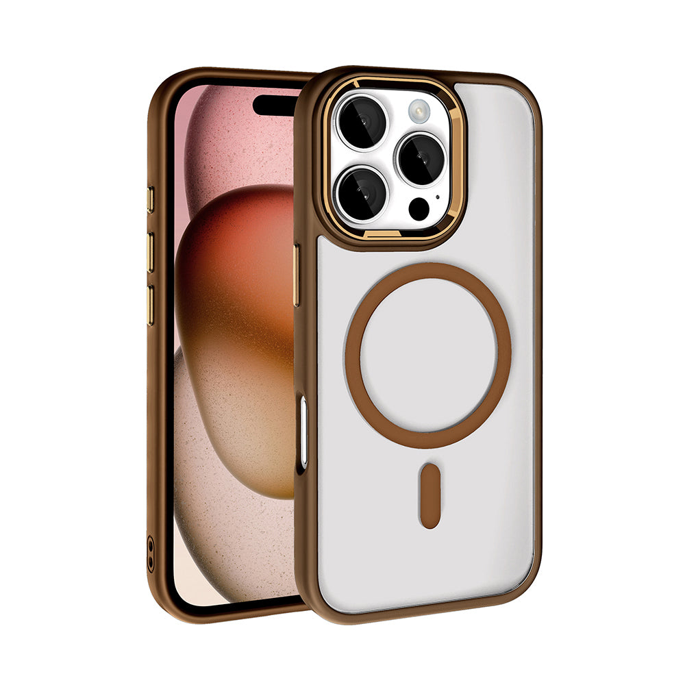 iPhone 16 Pro Kılıf Wireless Şarj Özellikli Zore Krom M-safe Silikon Kılıf