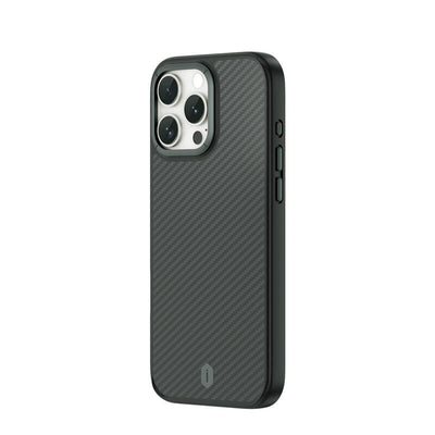 Apple iPhone 16 Pro Kılıf Wiwu DCC-205 Magsafe Şarj Özellikli Aramid Fiber Tasarım Kevlar Kapak Siyah