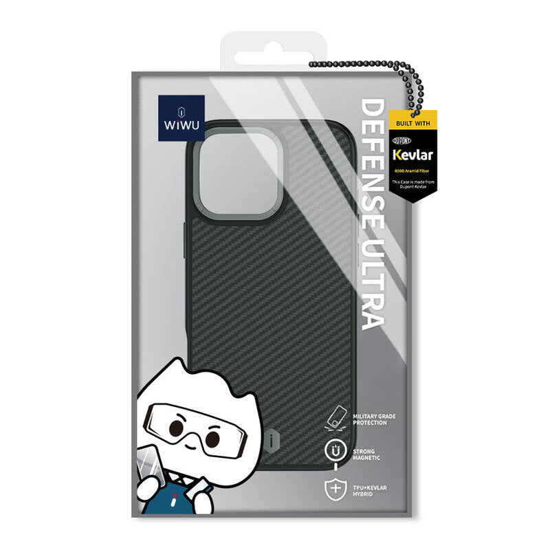 iPhone 16 Pro Kılıf Wiwu DCC-205 M-safe Şarj Özellikli Aramid Fiber Tasarım Kevlar Kılıf