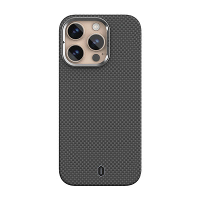 Apple iPhone 16 Pro Kılıf Wiwu DCC-208 M-safe Şarj Özellikli Kamera Standlı Aramid Fiber Tasarım Kevlar Kapak Kırmızı