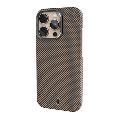 iPhone 16 Pro Kılıf Wiwu DCC-208 M-safe Şarj Özellikli Kamera Standlı Aramid Fiber Tasarım Kevlar Kılıf