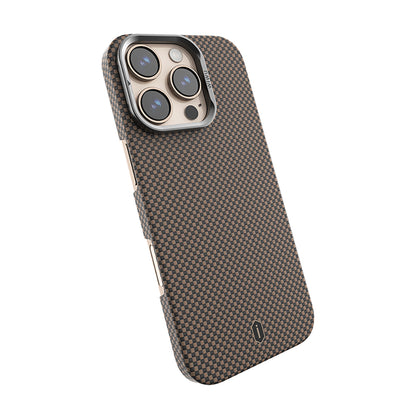 iPhone 16 Pro Kılıf Wiwu DCC-208 M-safe Şarj Özellikli Kamera Standlı Aramid Fiber Tasarım Kevlar Kılıf