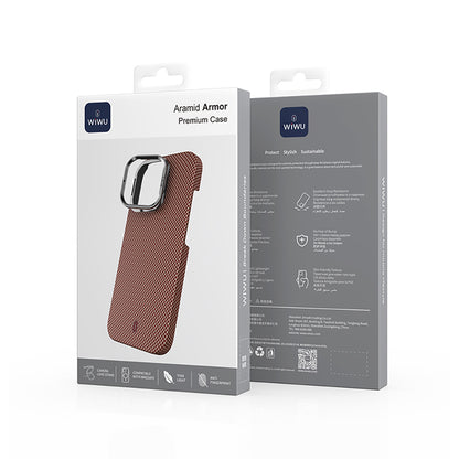 iPhone 16 Pro Kılıf Wiwu DCC-208 M-safe Şarj Özellikli Kamera Standlı Aramid Fiber Tasarım Kevlar Kılıf