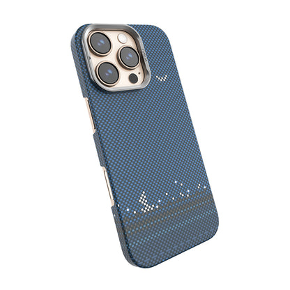 iPhone 16 Pro Kılıf Wiwu DCC-209 M-safe Şarj Özellikli Kamera Standlı Aramid Fiber Tasarım Kevlar Kılıf