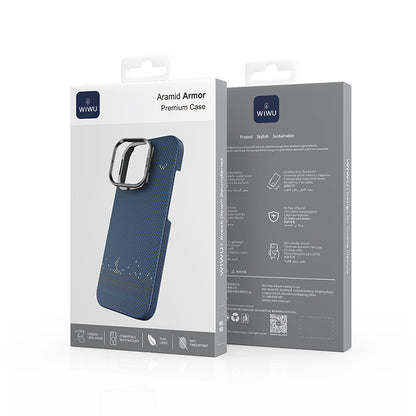 iPhone 16 Pro Kılıf Wiwu DCC-209 M-safe Şarj Özellikli Kamera Standlı Aramid Fiber Tasarım Kevlar Kılıf