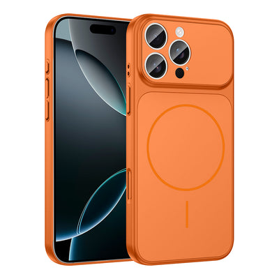 Apple iPhone 16 Pro Kılıf Zore M-Safe Şarj Özellikli Kamera Korumalı Formen Kapak Turuncu