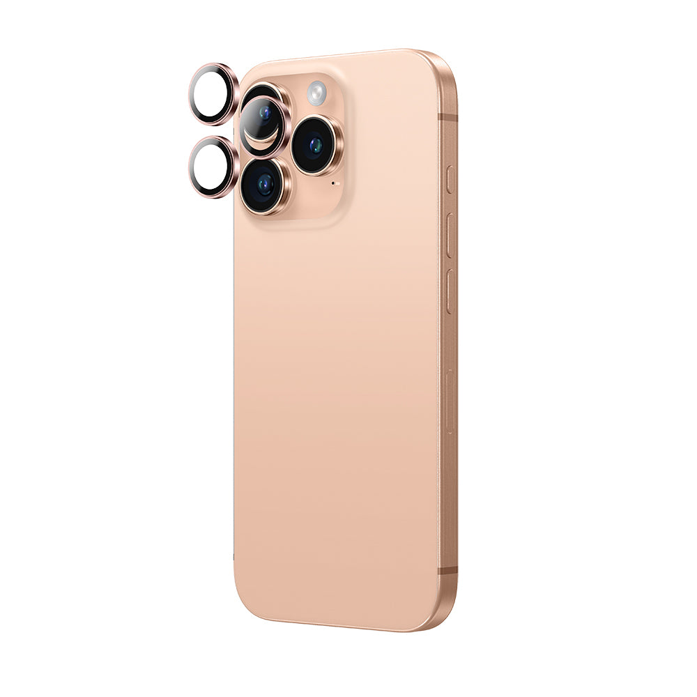 Apple iPhone 16 Pro Max Amazingthing Anti Reflective Kamera Lens Koruyucu + Kolay Uygulama Aparatlı Rose Gold