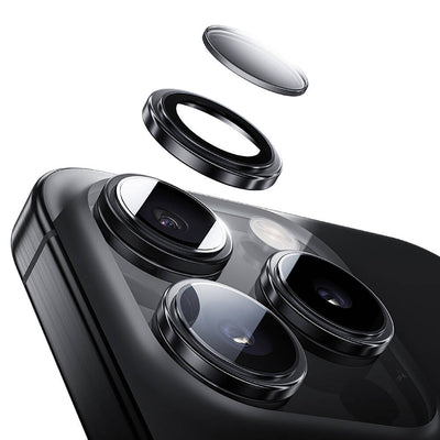 Apple iPhone 16 Pro Max Benks Parlama Önleyici Glass Warrior Metal Kamera Lens Koruyucu Titanyum-Gri