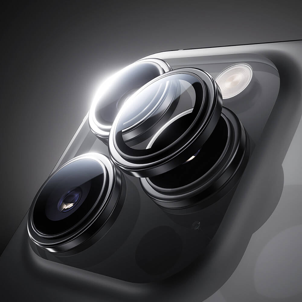 Apple iPhone 16 Pro Max Benks Parlama Önleyici Glass Warrior Metal Kamera Lens Koruyucu Titanyum-Gri