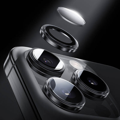 Apple iPhone 16 Pro Max Benks Parlama Önleyici Glass Warrior Metal Kamera Lens Koruyucu Siyah