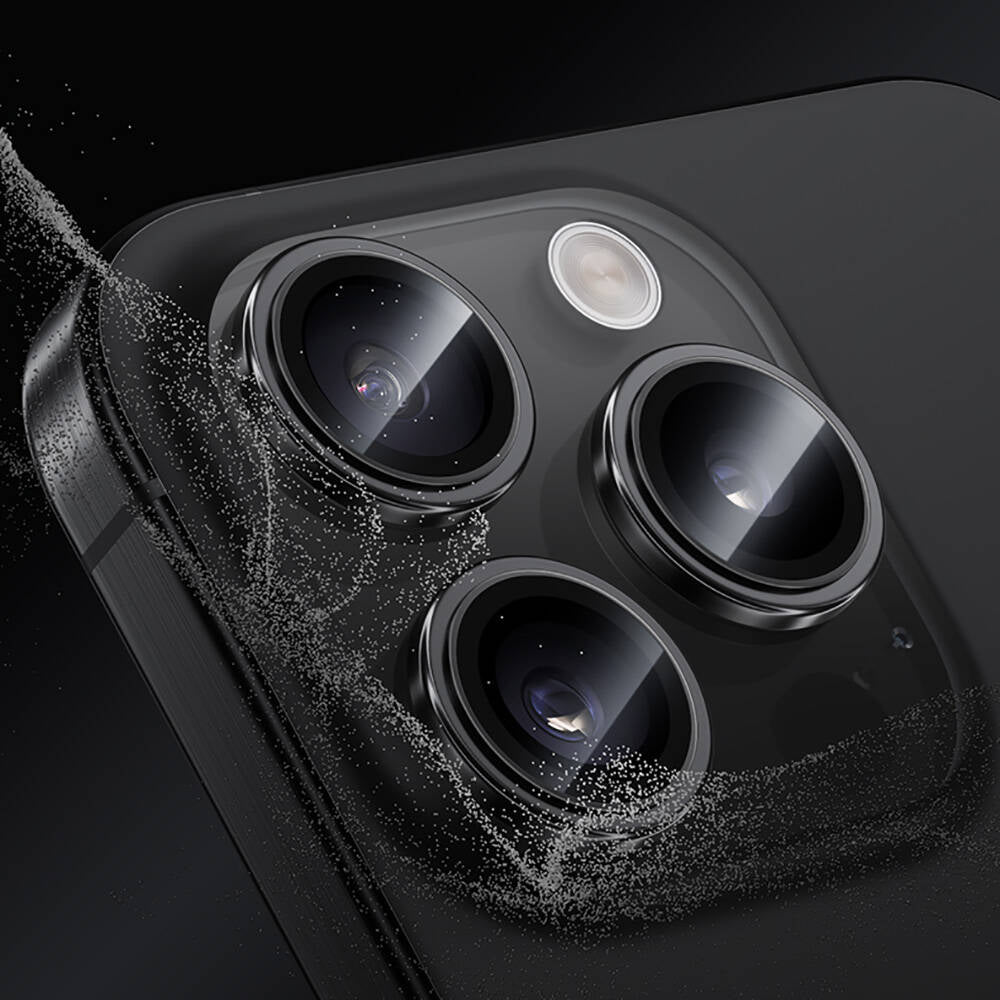 Apple iPhone 16 Pro Max Benks Parlama Önleyici Glass Warrior Metal Kamera Lens Koruyucu Titanyum-Gold