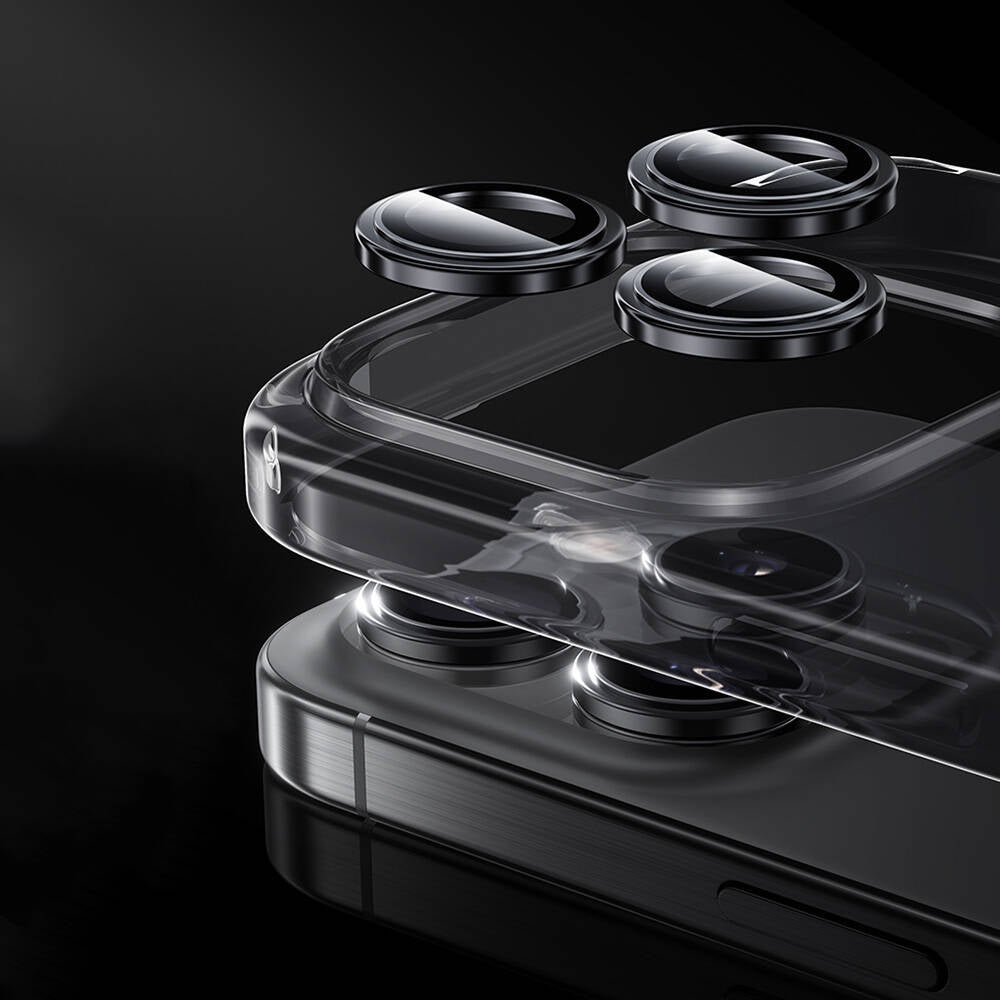 Apple iPhone 16 Pro Max Benks Parlama Önleyici Glass Warrior Metal Kamera Lens Koruyucu Siyah