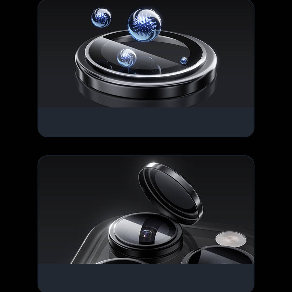 iPhone 16 Pro Max Benks Parlama Önleyici Glass Warrior Metal Kamera Lens Koruyucu