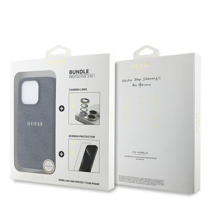 iPhone 16 Pro Max Guess Orjinal Lisanslı Kılıf + Ekran Koruyucu + Lens Koruyucu 3in1 Aksesuar Seti