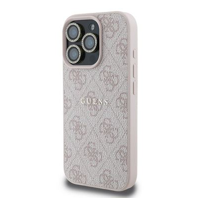 Apple iPhone 16 Pro Max Guess Orjinal Lisanslı Kılıf + Ekran Koruyucu + Lens Koruyucu 3in1 Aksesuar Seti Pembe