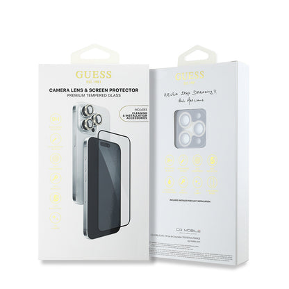 iPhone 16 Pro Max Guess Orjinal Lisanslı Rhinestone Ekran Koruyucu + Lens Koruyucu 2in1 Aksesuar Seti