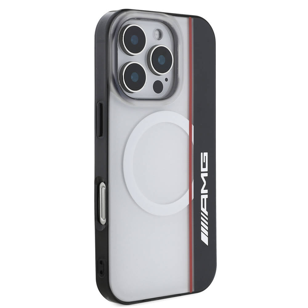 iPhone 16 Pro Max Kılıf AMG Orjinal Lisanslı M-safe Şarj Özellikli IML Baskı Logolu Çift Katmanlı Bow Lines Kılıf