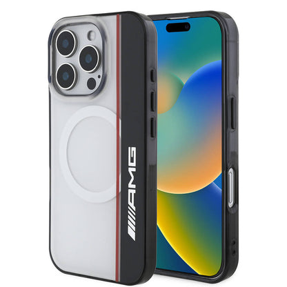 iPhone 16 Pro Max Kılıf AMG Orjinal Lisanslı M-safe Şarj Özellikli IML Baskı Logolu Çift Katmanlı Bow Lines Kılıf