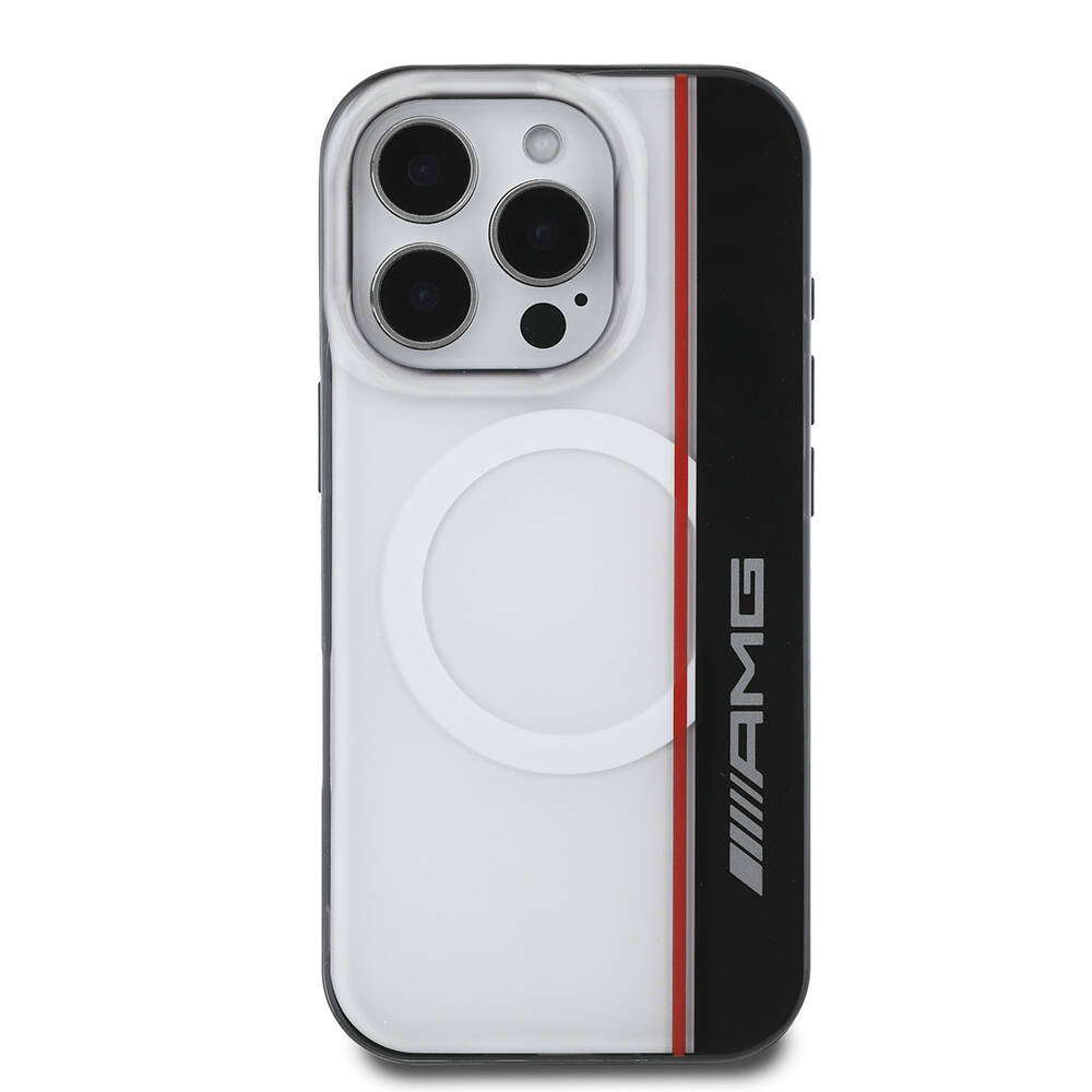 iPhone 16 Pro Max Kılıf AMG Orjinal Lisanslı M-safe Şarj Özellikli IML Baskı Logolu Çift Katmanlı Bow Lines Kılıf