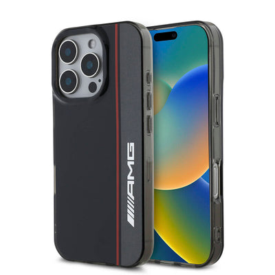 Apple iPhone 16 Pro Max Kılıf AMG Orjinal Lisanslı Magsafe Şarj Özellikli IML Baskı Logolu Çift Katmanlı Bow Lines Kapak Beyaz