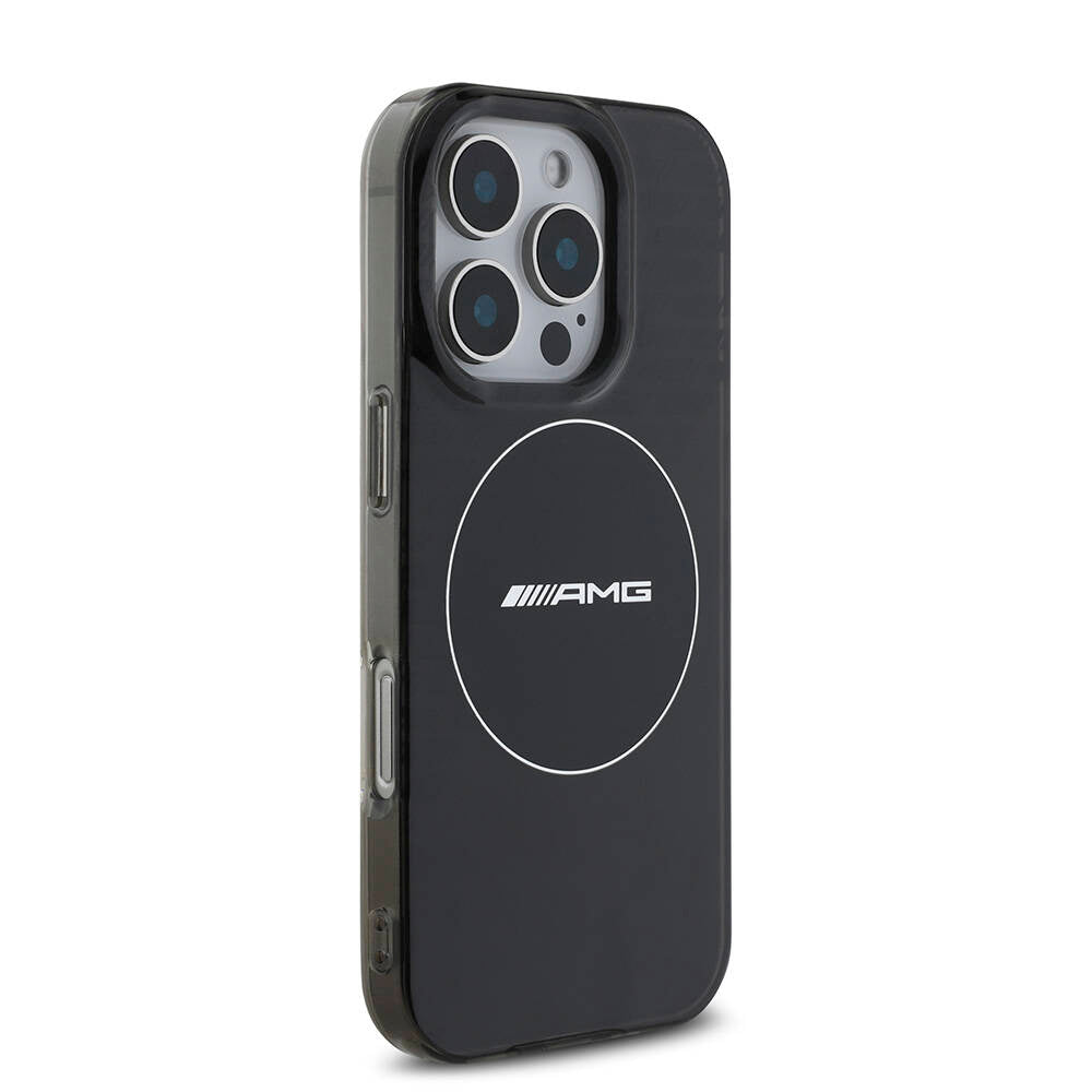 Apple iPhone 16 Pro Max Kılıf AMG Orjinal Lisanslı Magsafe Şarj Özellikli IML Baskı Logolu Smoked Kapak Siyah