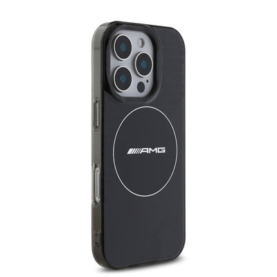 Apple iPhone 16 Pro Max Kılıf AMG Orjinal Lisanslı Magsafe Şarj Özellikli IML Baskı Logolu Smoked Kapak Siyah