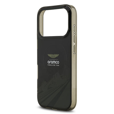 Apple iPhone 17 Pro Kılıf Aston Martin Orjinal Lisanslı M-safe Şarj Özellikli IML Baskı Logolu Formula Tasarımlı Kapak Siyah