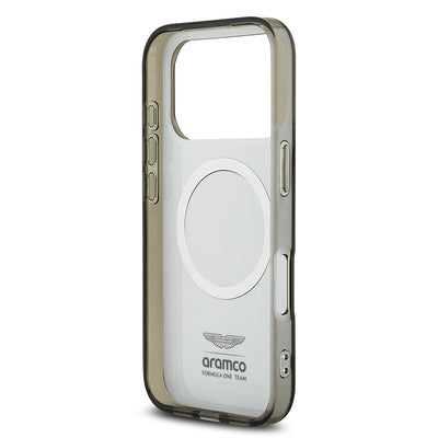 Apple iPhone 17 Pro Kılıf Aston Martin Orjinal Lisanslı M-safe Şarj Özellikli IML Baskı Logolu Formula Tasarımlı Kapak Siyah