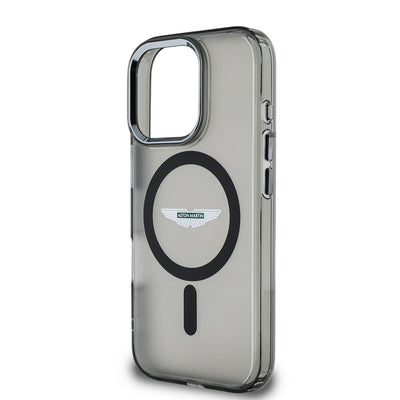 Apple iPhone 16 Pro Max Kılıf Aston Martin Orjinal Lisanslı M-safe Şarj Özellikli IML Baskı Logolu Buzlu Kapak Siyah
